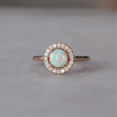 OPAL / DIAMOND HALO RING