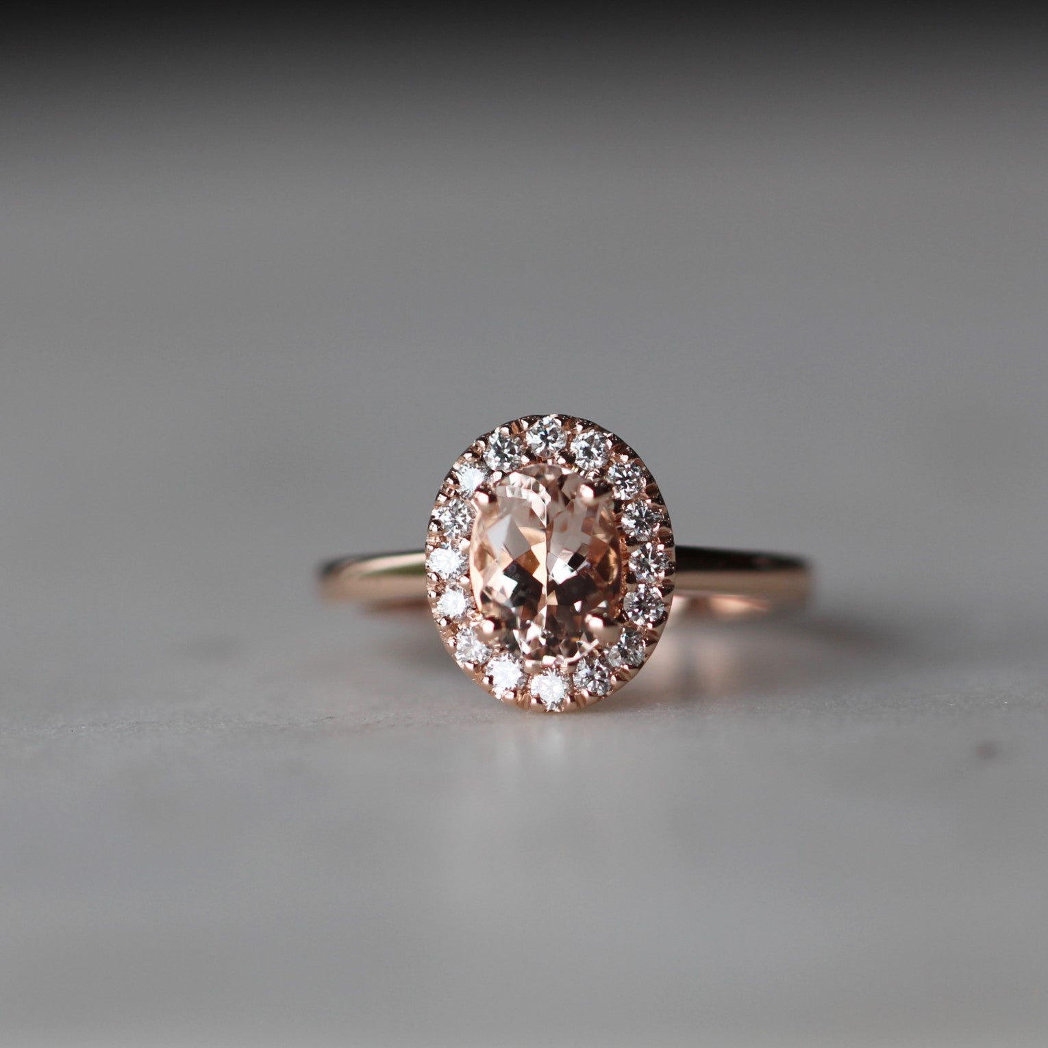SARAH OVAL MORGANITE HALO RING