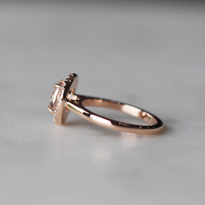 SARAH / OVAL MORGANITE HALO RING