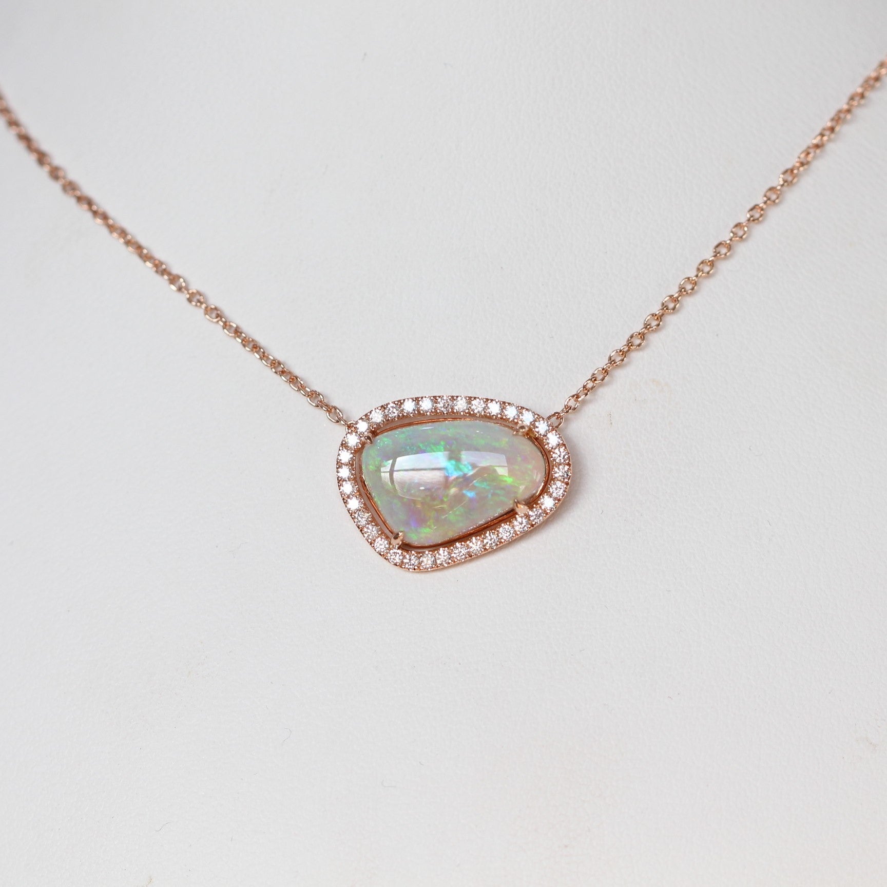 FREEFORM OPAL / DIAMOND HALO NECKLACE