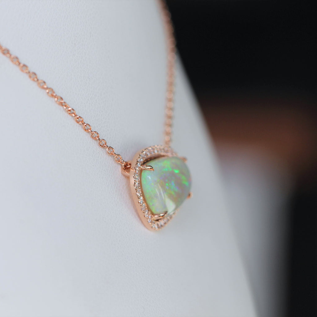 FREEFORM OPAL / DIAMOND HALO NECKLACE