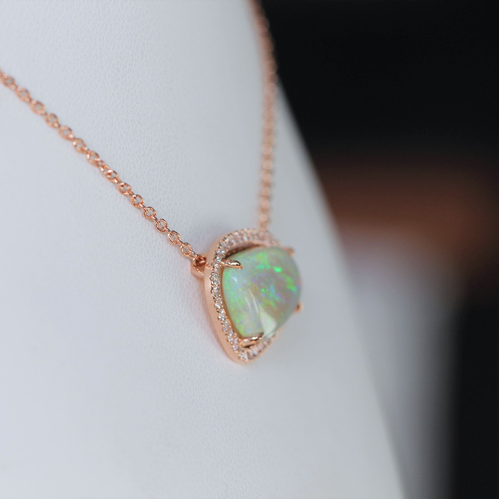 FREEFORM OPAL / DIAMOND HALO NECKLACE