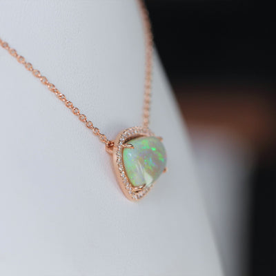 FREEFORM OPAL / DIAMOND HALO NECKLACE