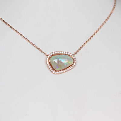 FREEFORM OPAL / DIAMOND HALO NECKLACE