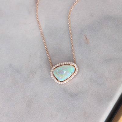 FREEFORM OPAL / DIAMOND HALO NECKLACE