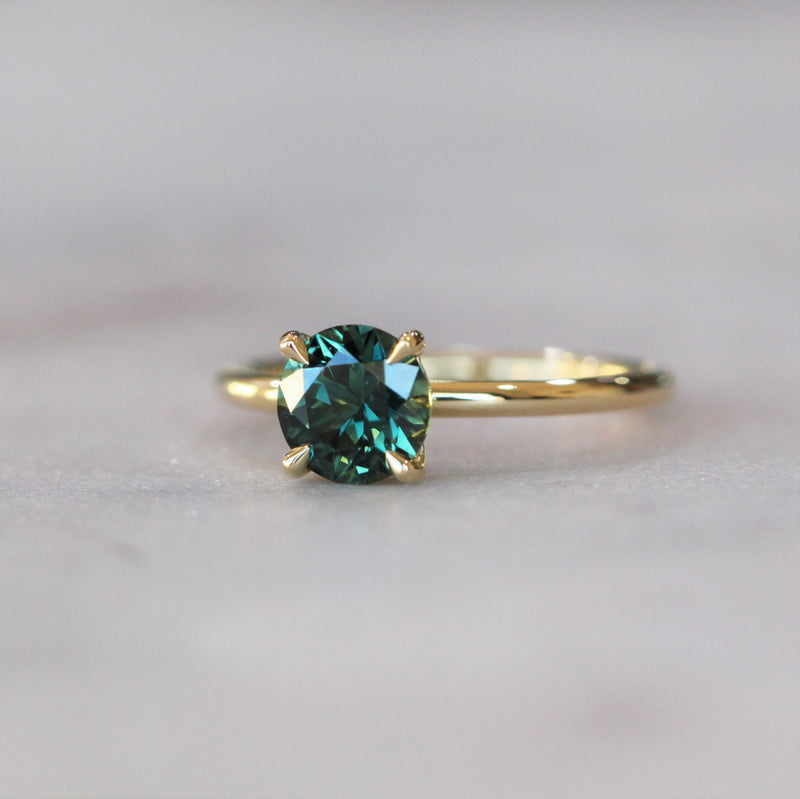 ROUND TEAL AUSTRALIAN PARTI SAPPHIRE RING Meg Maskell Fine Jewellery