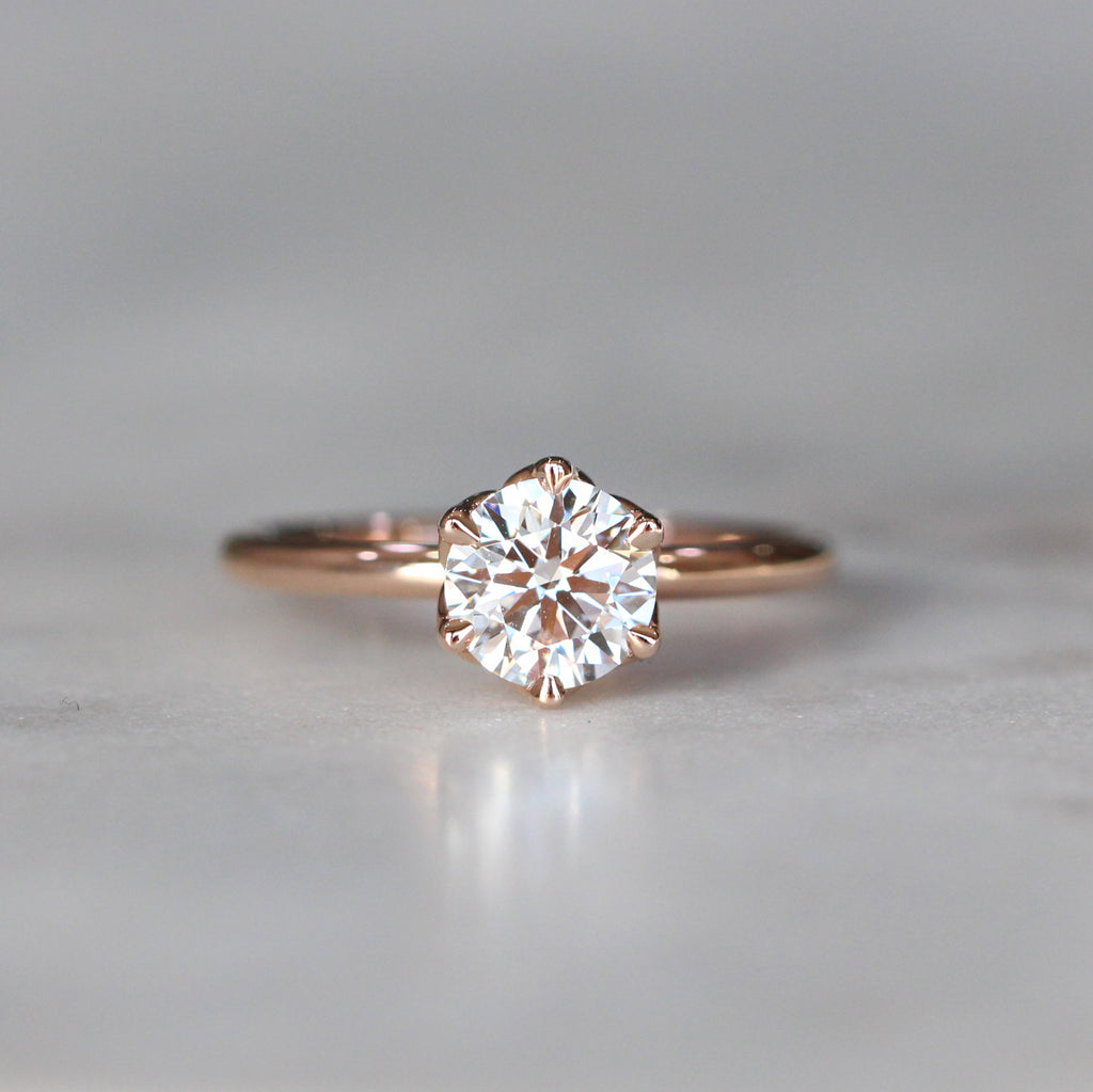 ROUND LAB DIAMOND \ LOTUS RING