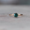 ROUND  / 6 CLAW TEAL PARTI SAPPHIRE RING