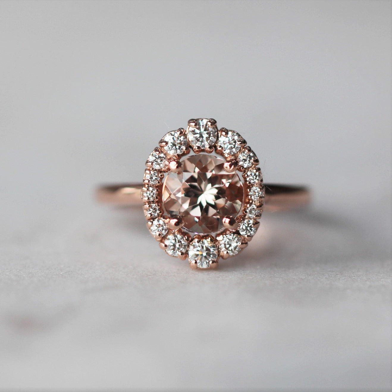 MORGANITE / VINTAGE HALO RING