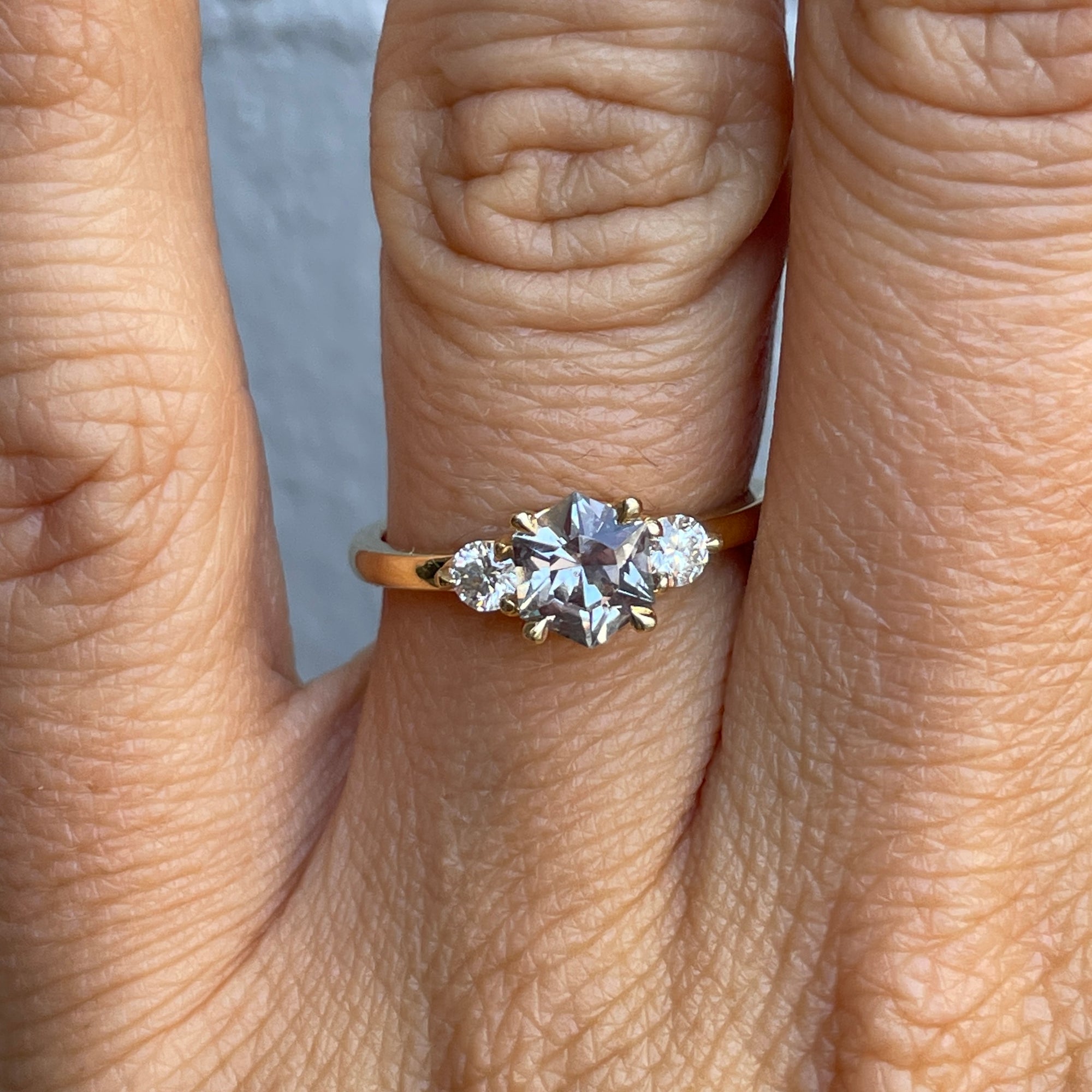 HEXAGONAL MONTANA / SAPPHIRE TRILOGY RING