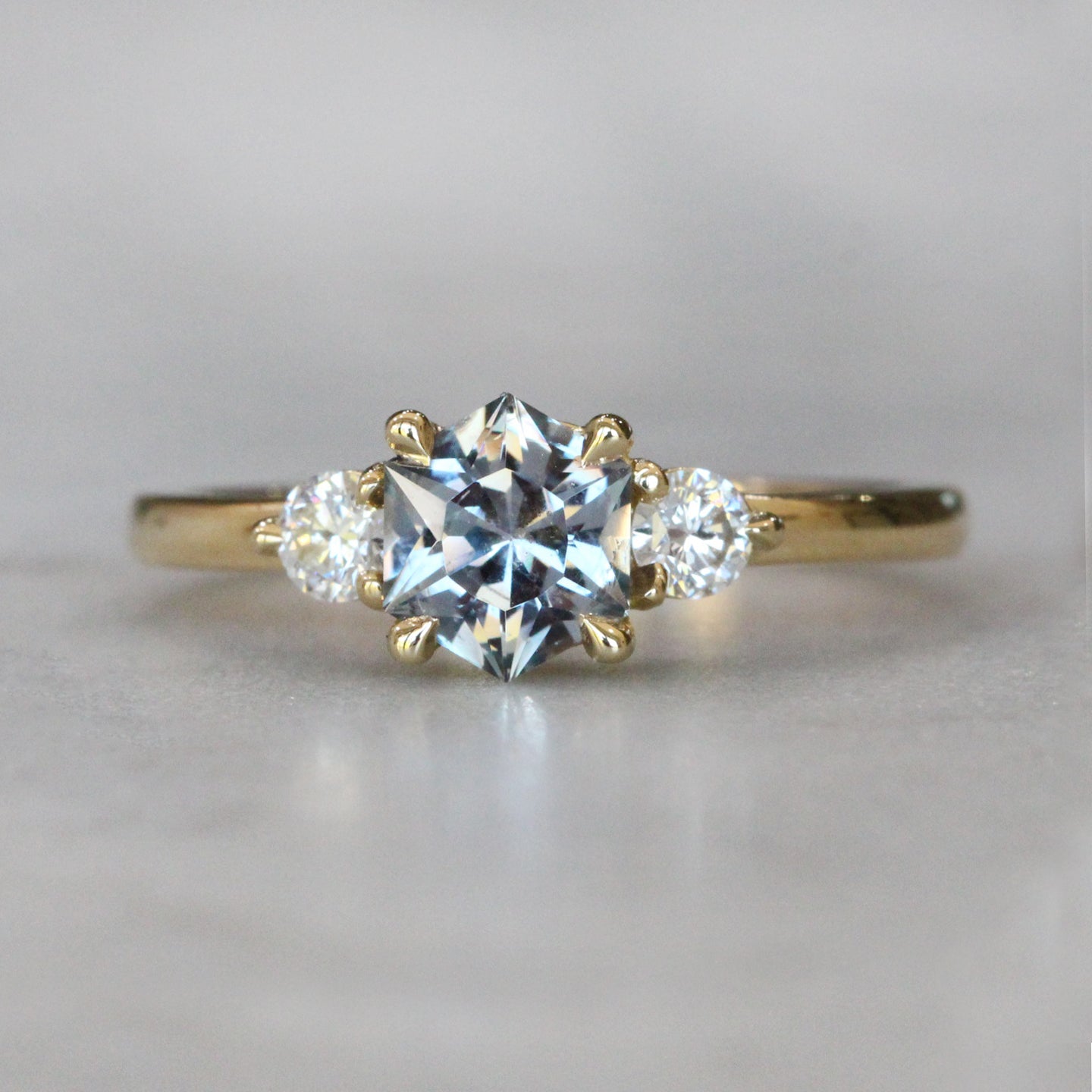 HEXAGONAL MONTANA / SAPPHIRE TRILOGY RING