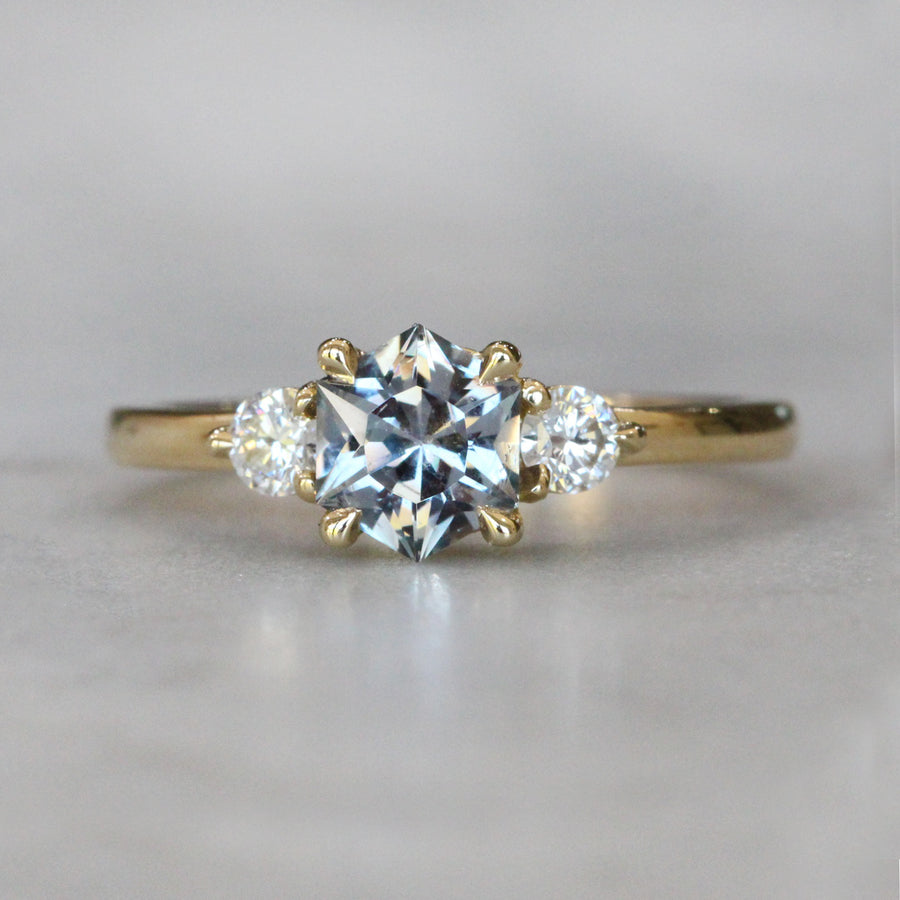 HEXAGONAL MONTANA / SAPPHIRE TRILOGY RING