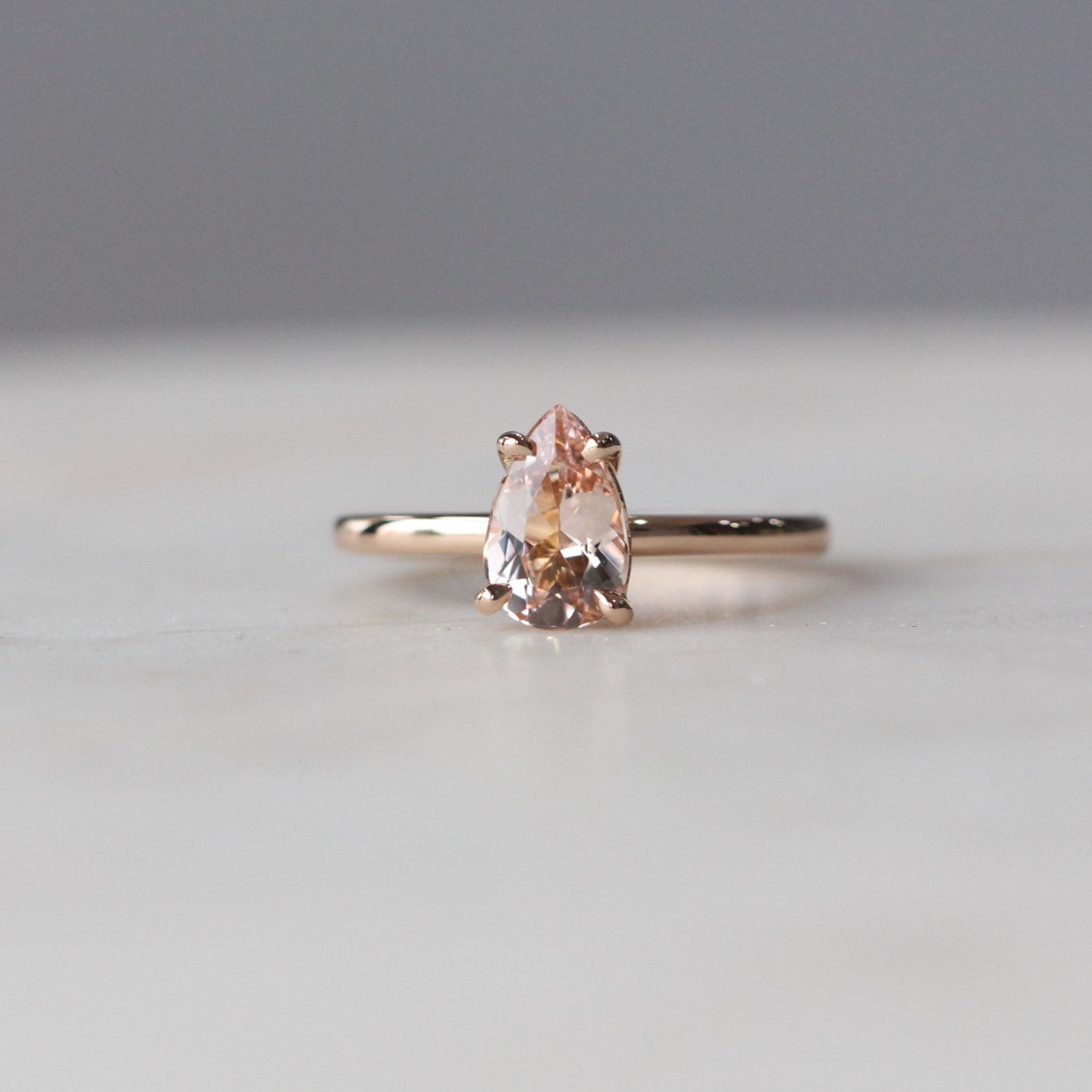 PEAR / MORGANITE SOLITAIRE RING