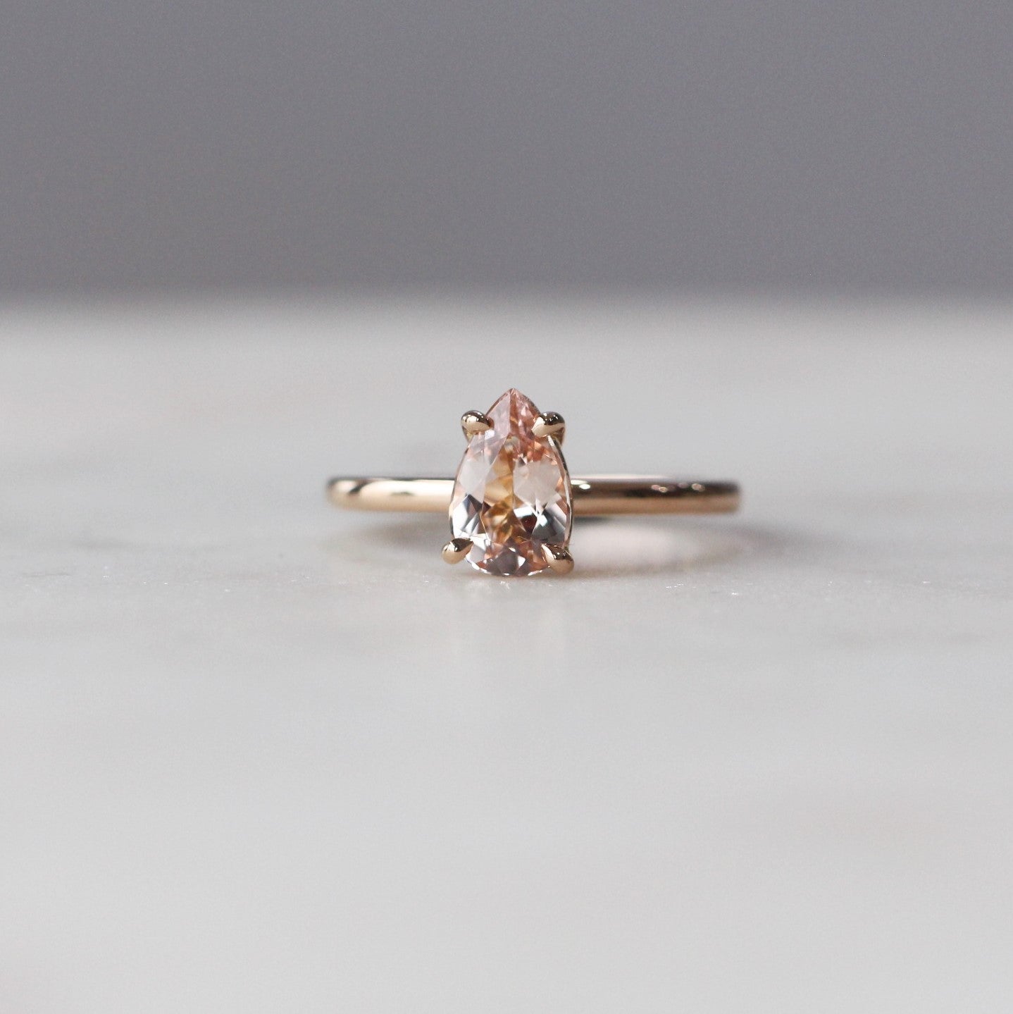 PEAR / MORGANITE SOLITAIRE RING