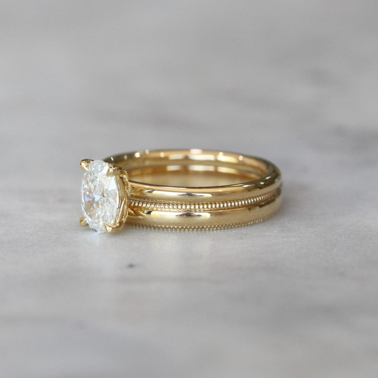 gold Milgrain detailed wedding band