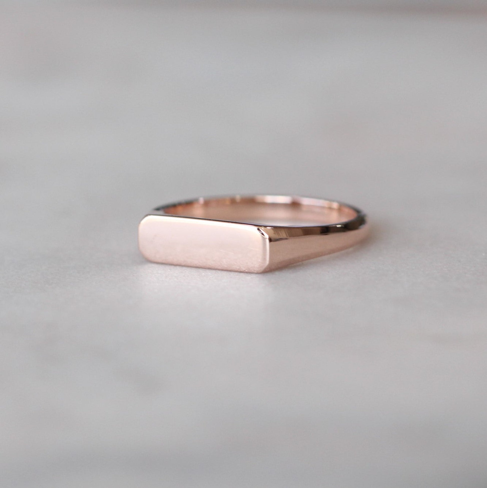 Rose Gold bar signet ring