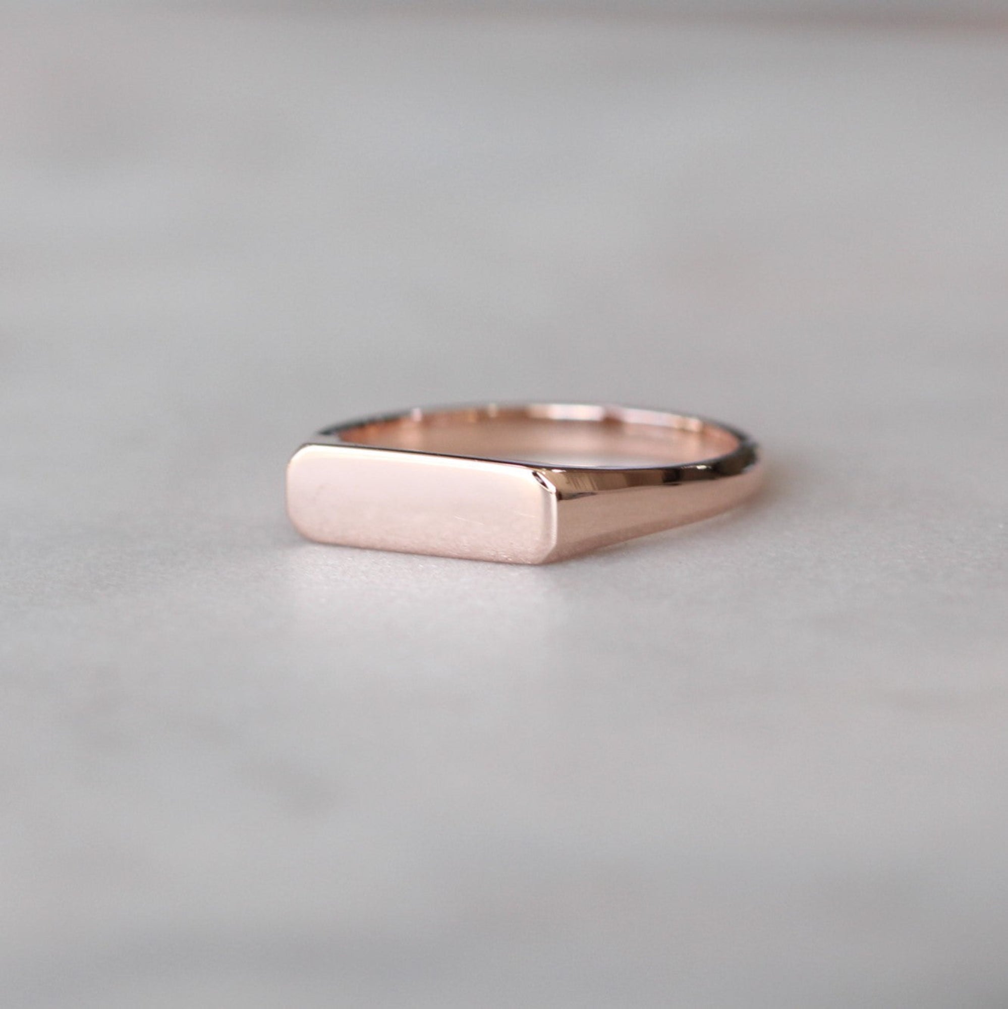 Rose Gold bar signet ring
