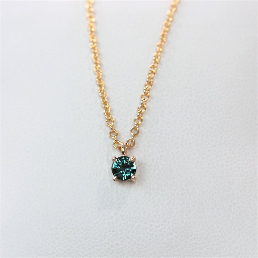 ROUND TEAL PARTI / SAPPHIRE NECKLACE