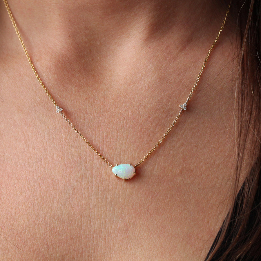 FREEFORM OPAL / DIAMOND TRIO NECKLACE