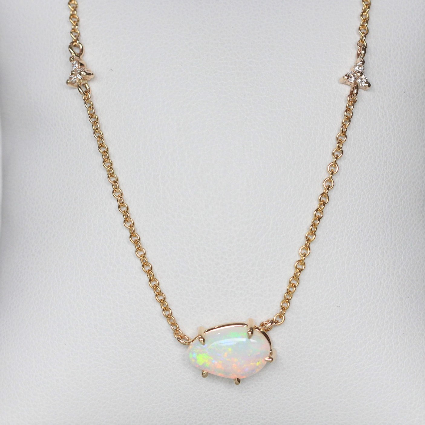 FREEFORM OPAL / DIAMOND TRIO NECKLACE