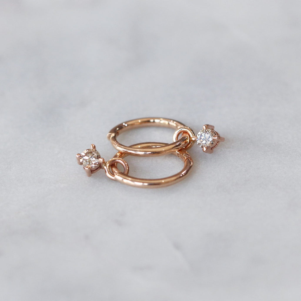champagne diamond mini hoop earrings