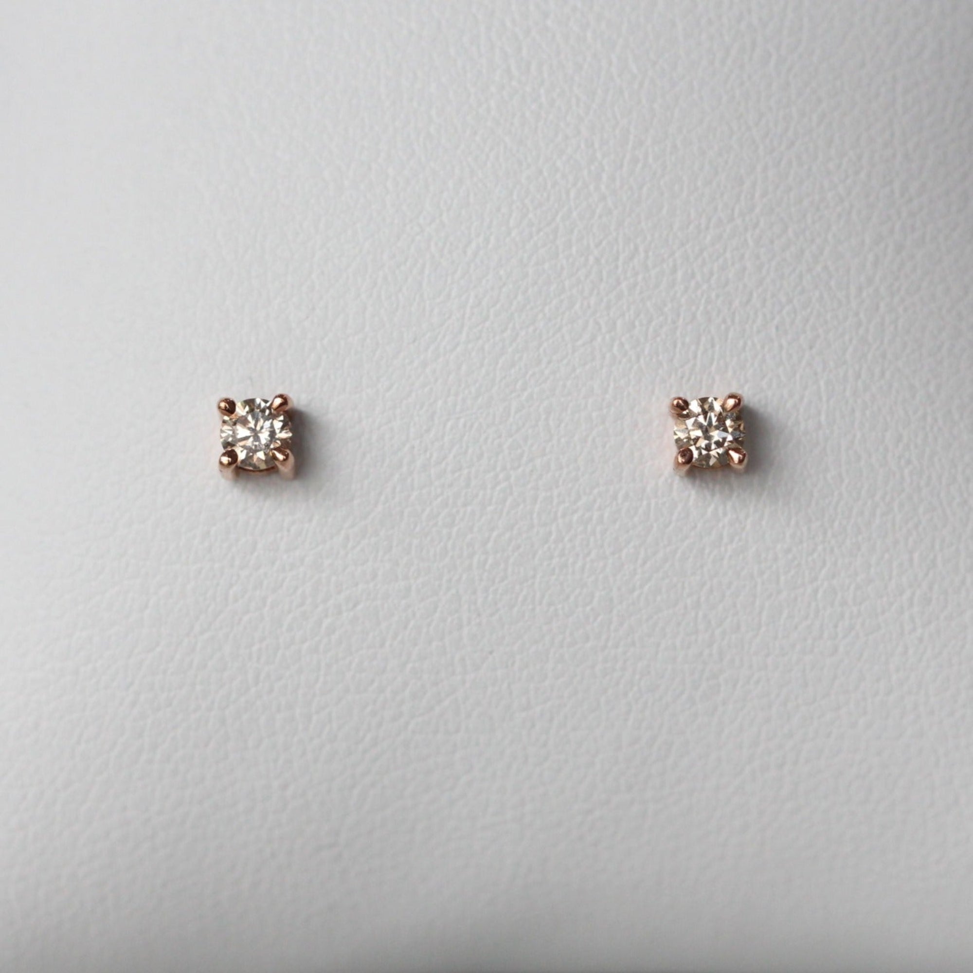 champagne diamond stud earrings front