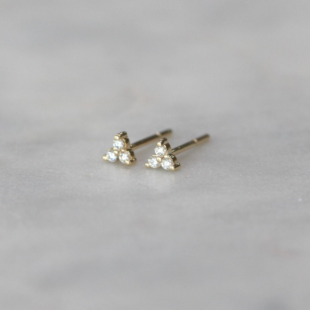 diamond trio stud earrings