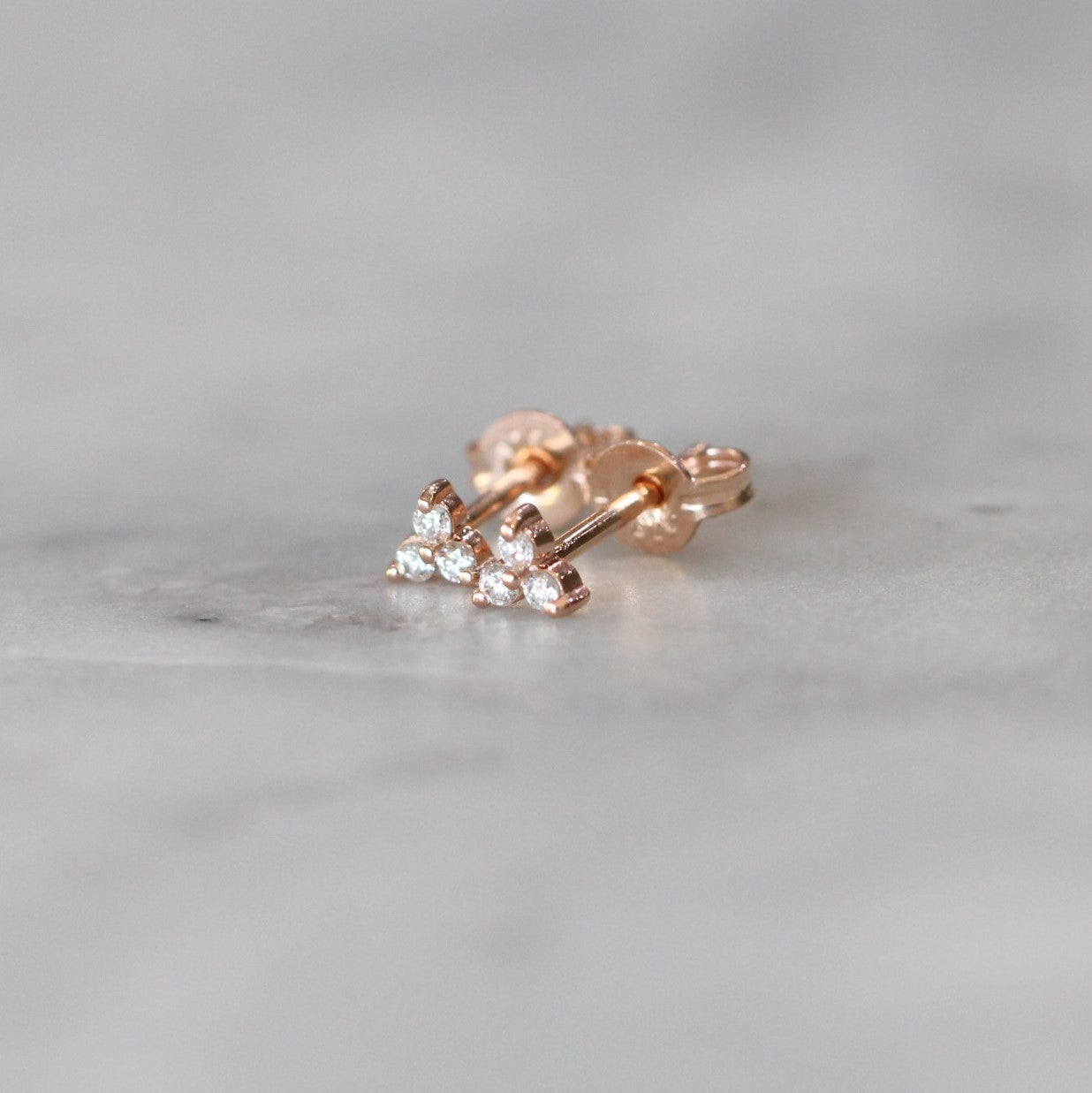 diamond trio stud earrings