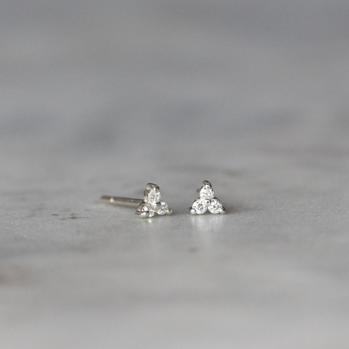 diamond trio stud earrings