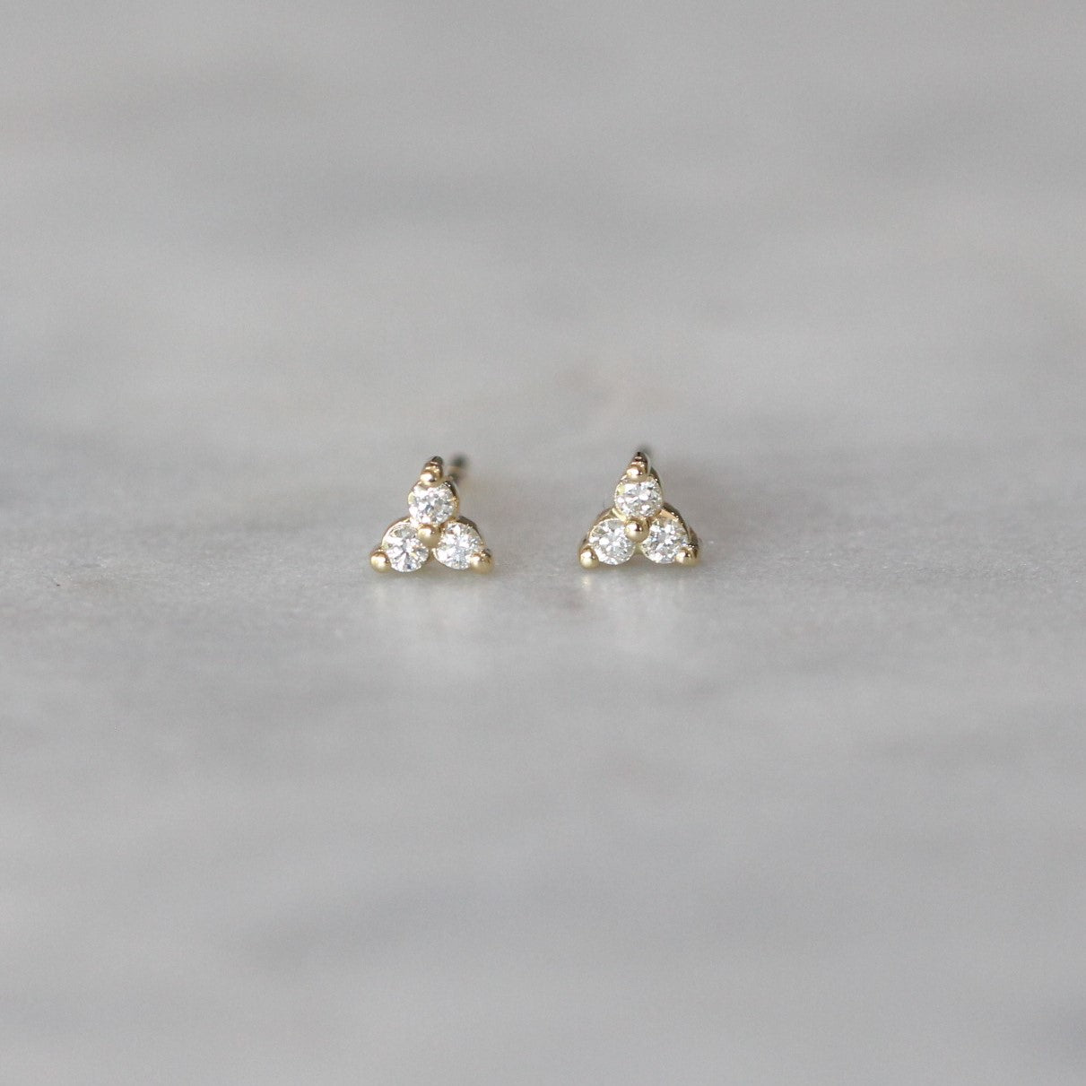 diamond trio stud earrings