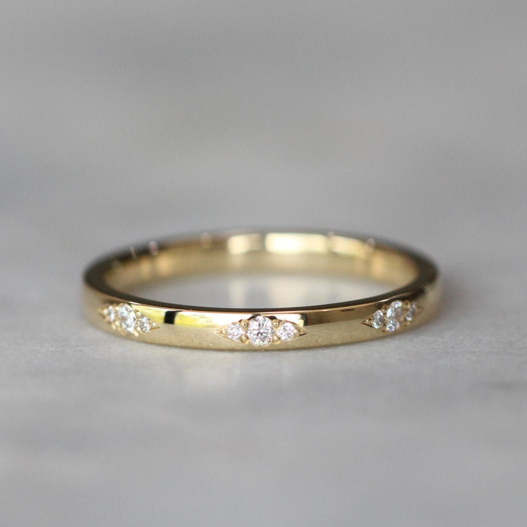diamond trio wedding band