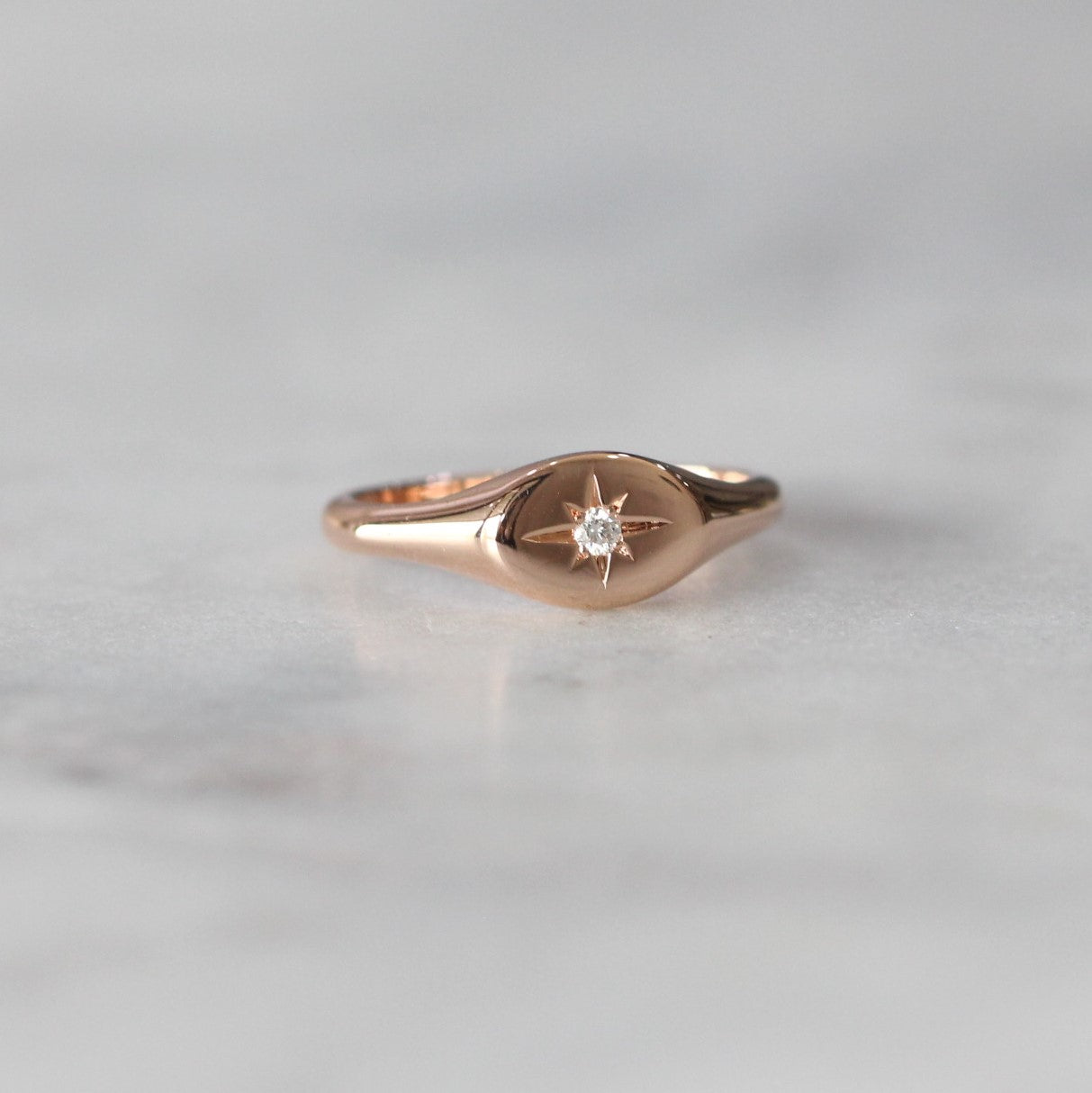 ellipse diamond signet ring