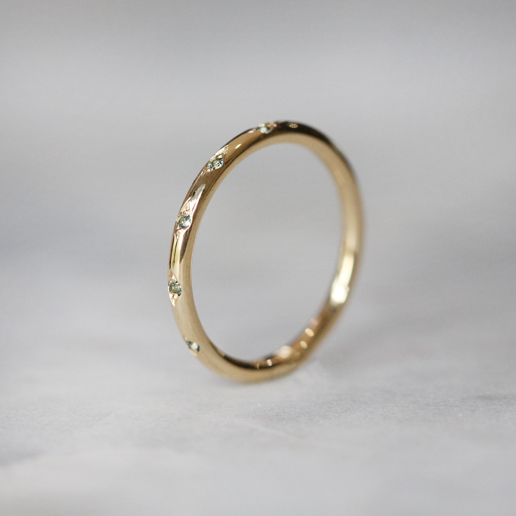 flat australian sapphire stardust wedding band