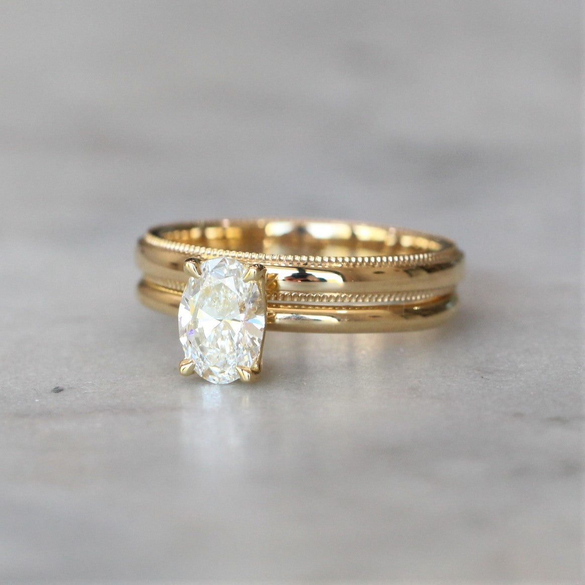 gold Milgrain detailed wedding band