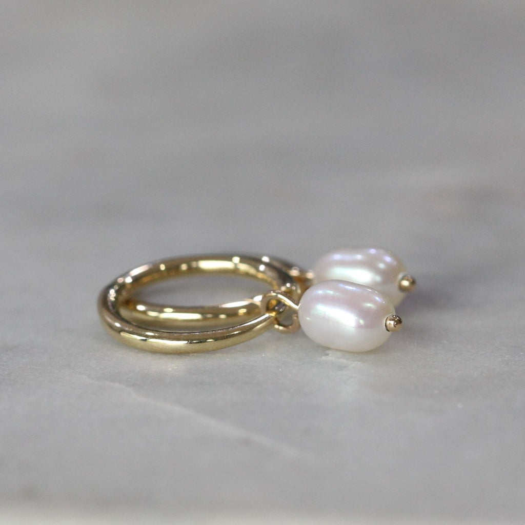 petite pearl hoop earrings