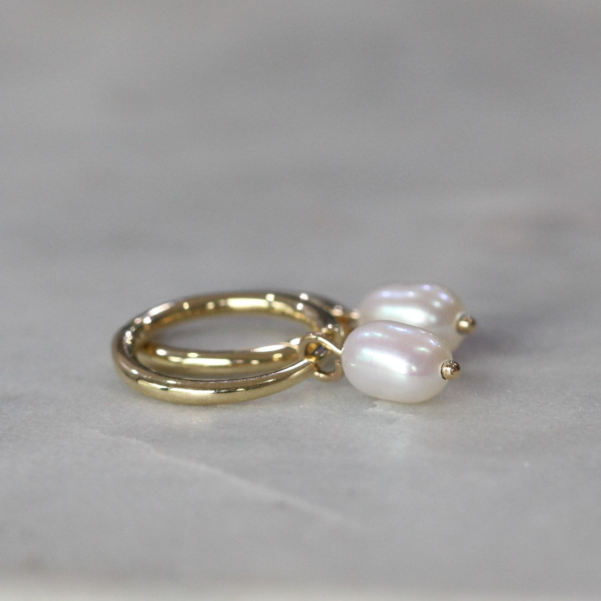 petite pearl hoop earrings