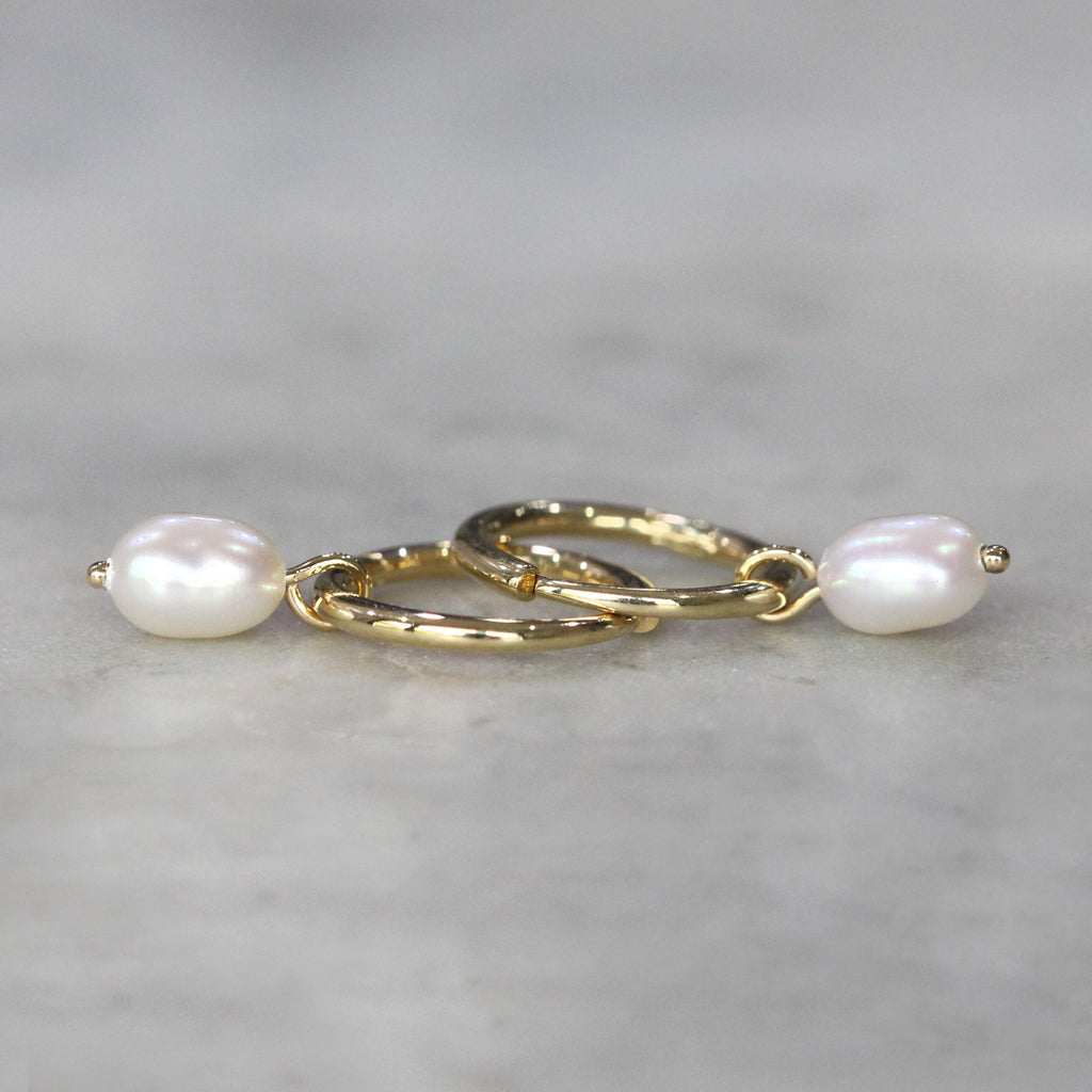 petite pearl hoop earrings