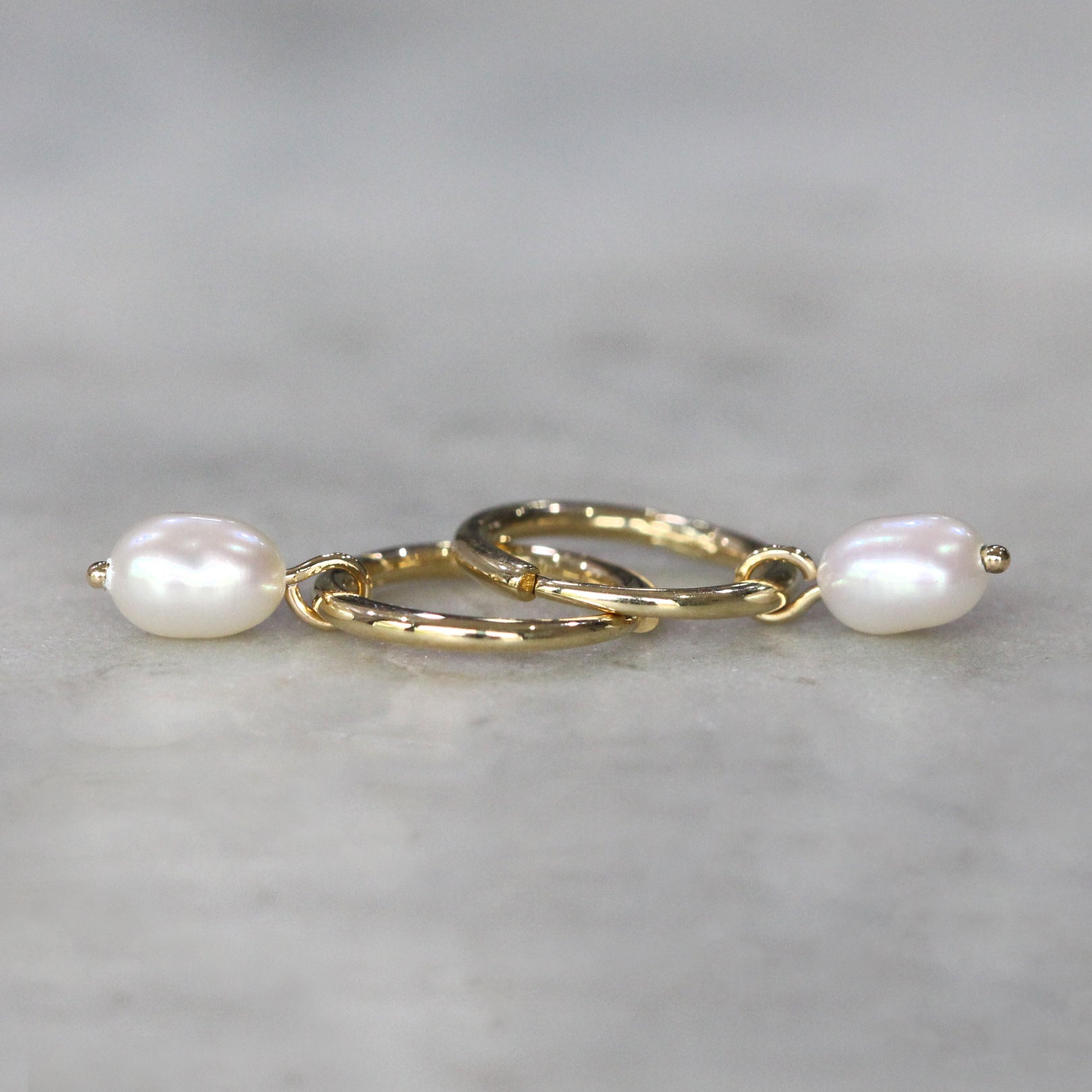 petite pearl hoop earrings