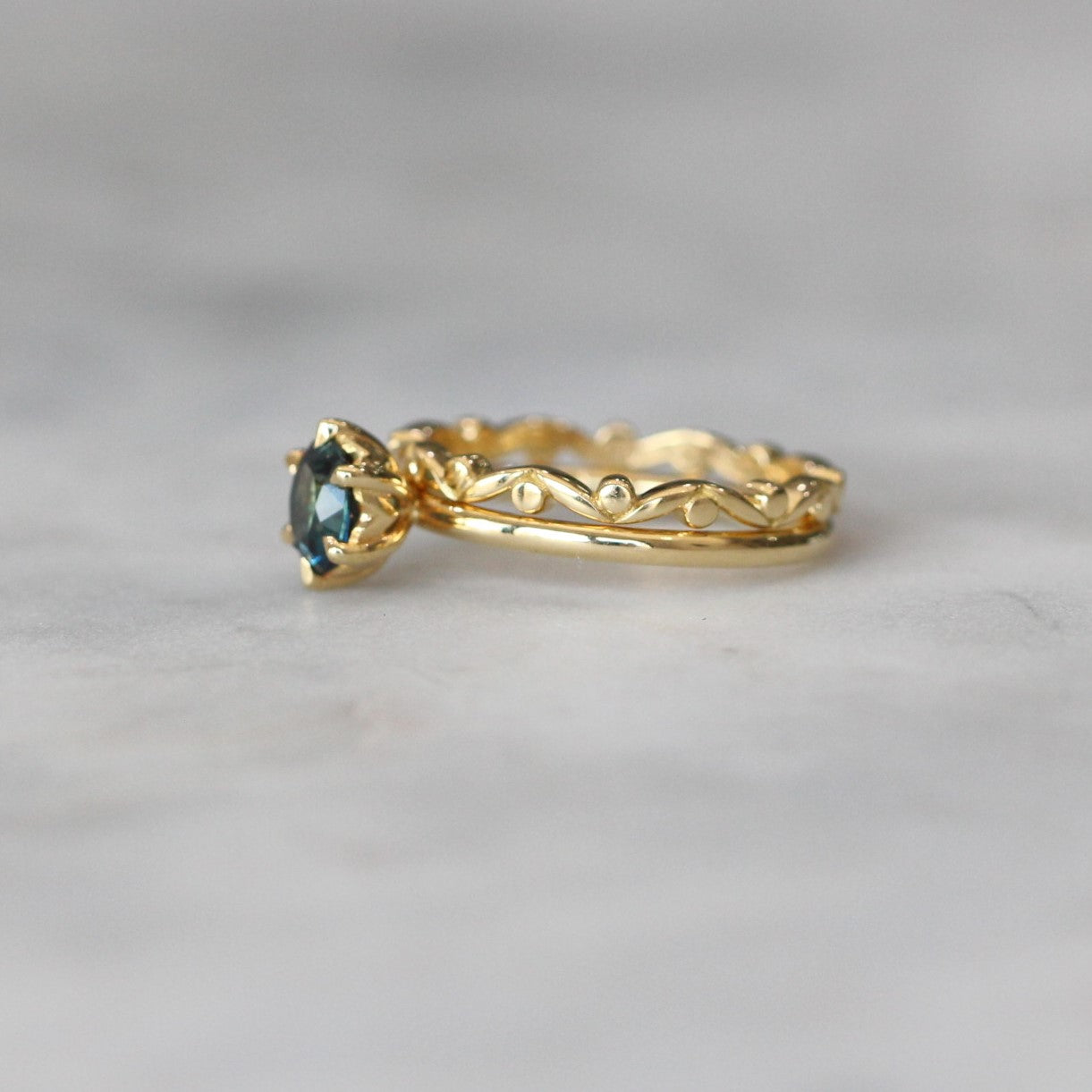 nature inspired gum leaf wedding band 