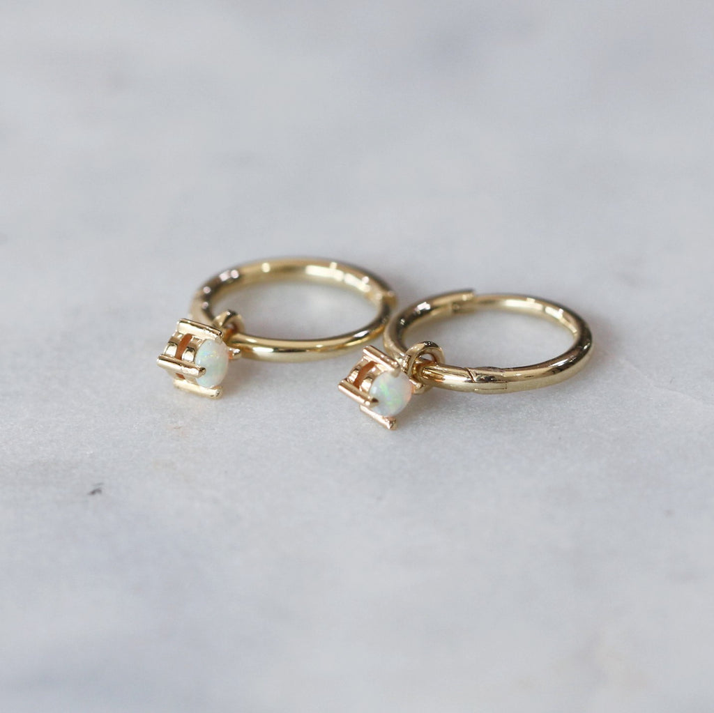 opal mini hoop earrings