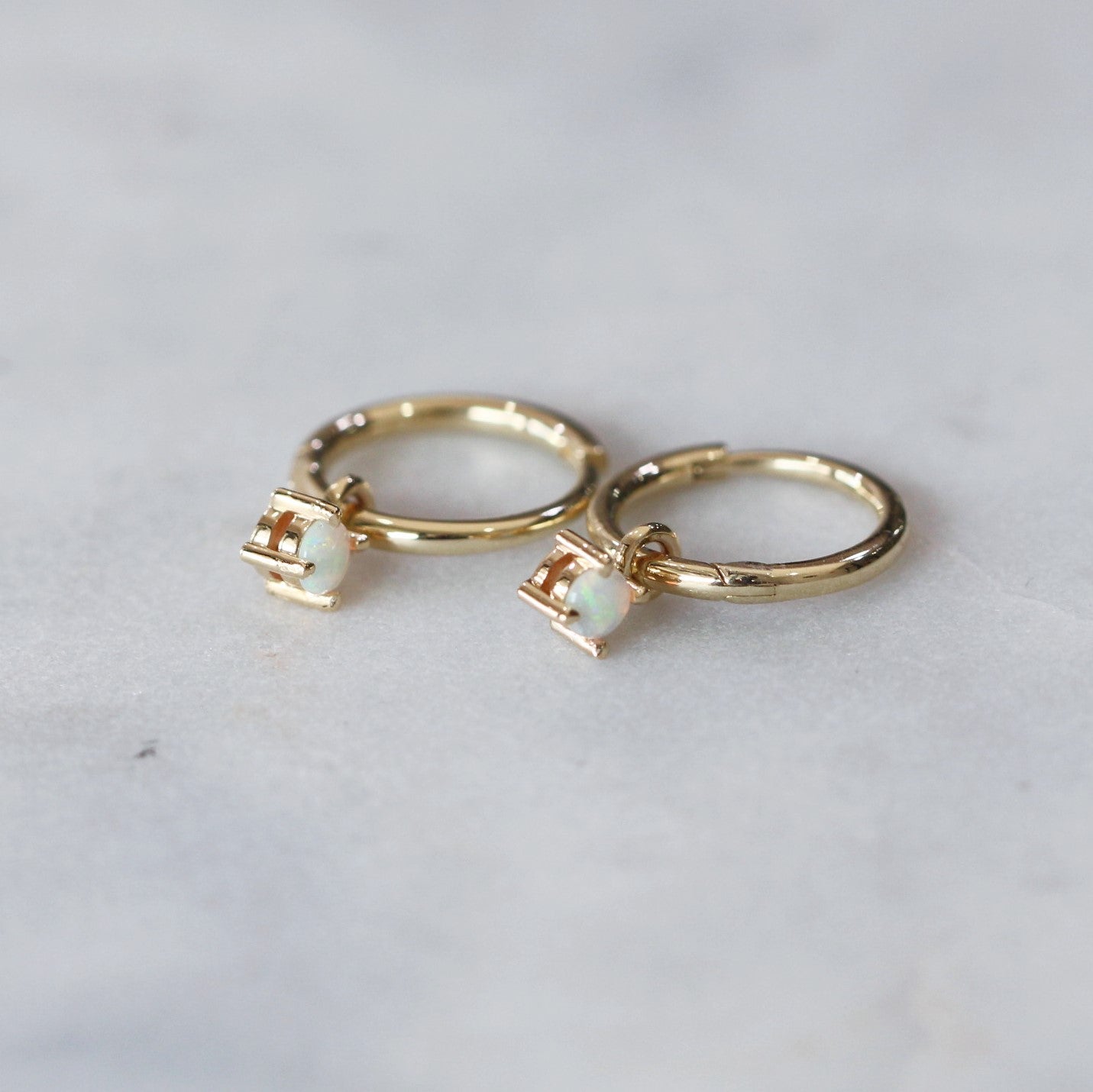 opal mini hoop earrings
