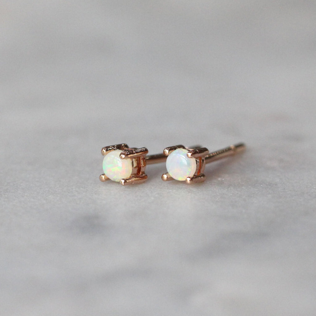 opal stud earrings front