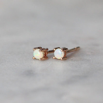 opal stud earrings front