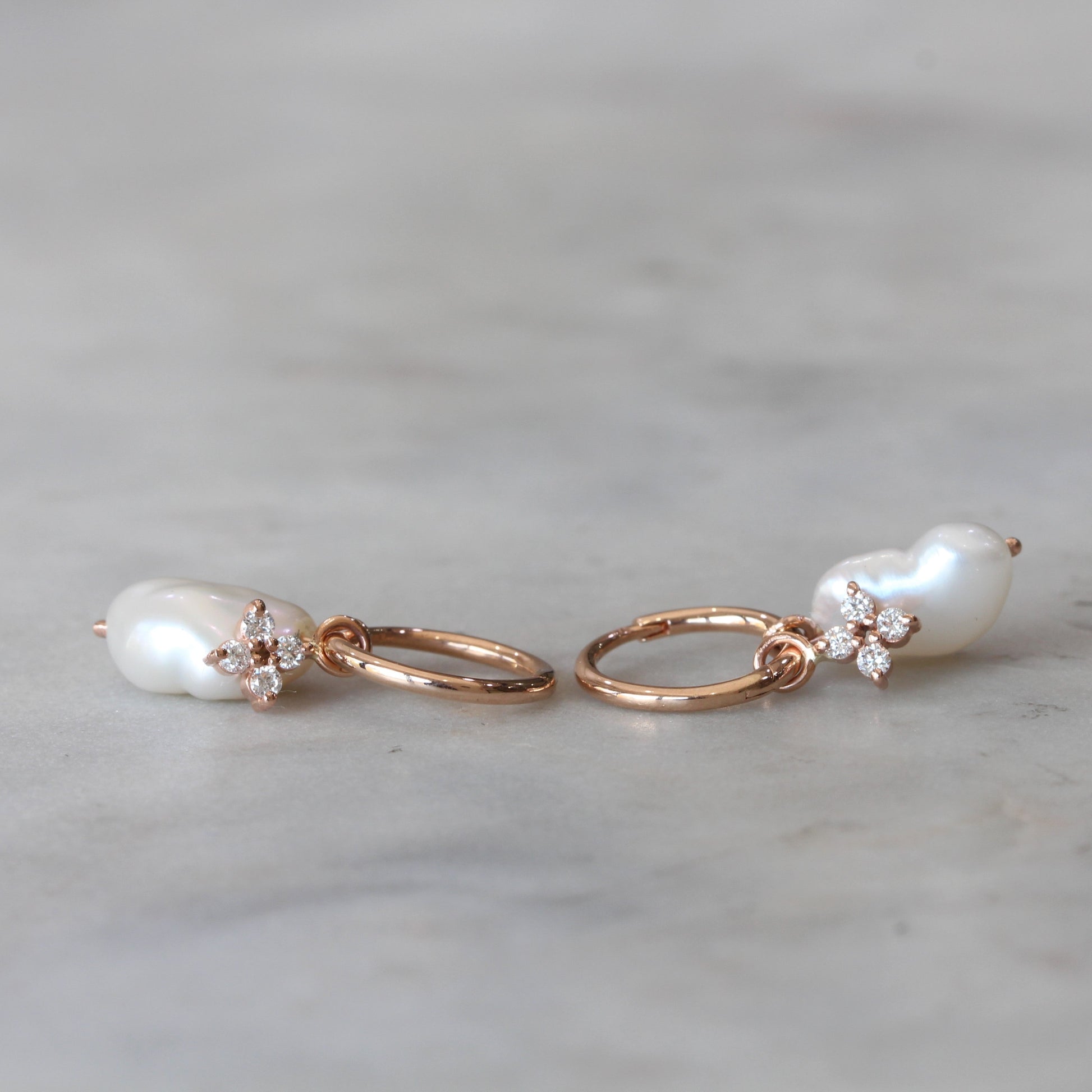 pearl and diamond hoop earrings