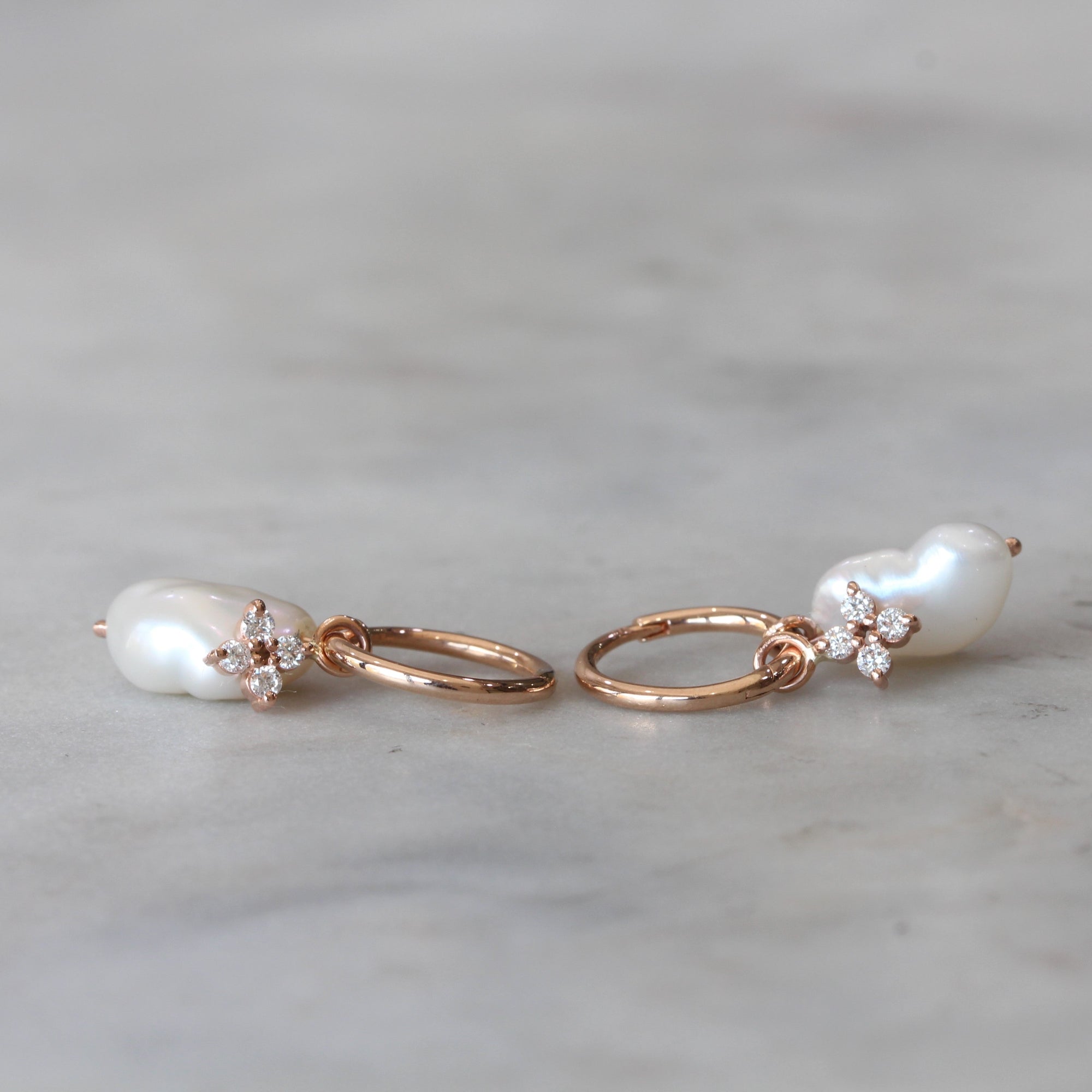 pearl and diamond hoop earrings