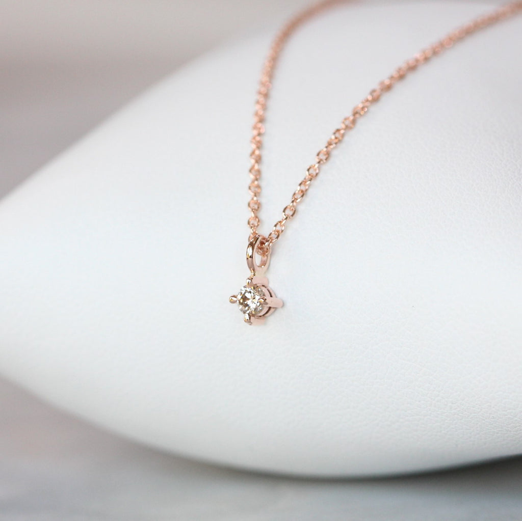 petite champagne diamond necklace side
