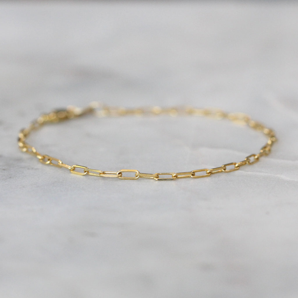 petite gold paperclip bracelet