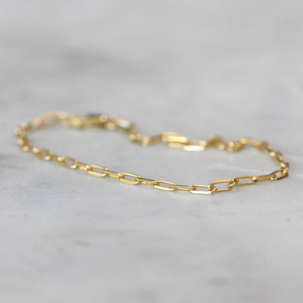 petite gold paperclip bracelet