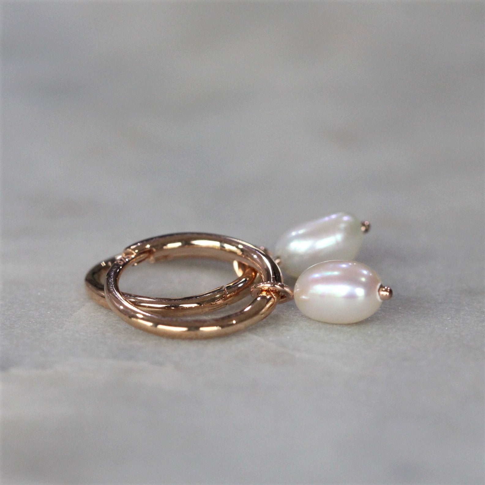petite pearl hoop earrings