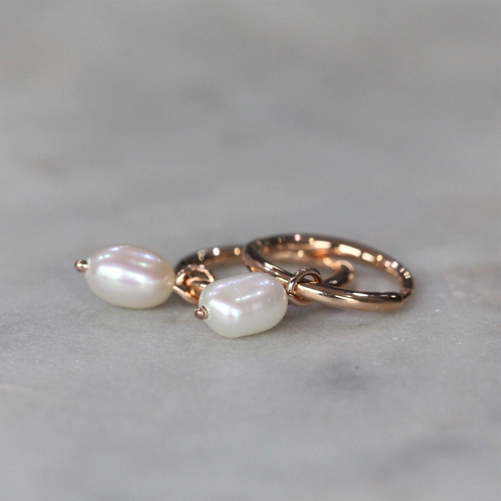 petite pearl hoop earrings